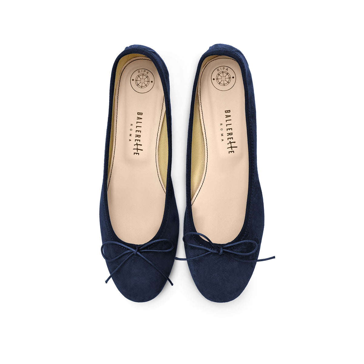 Blaue Wildlederballerinas mit Absatz