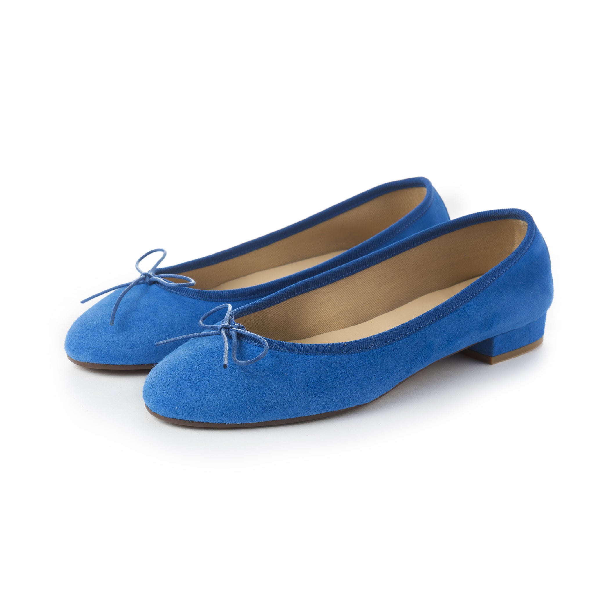 Royal blue suede medium heel ballet flats