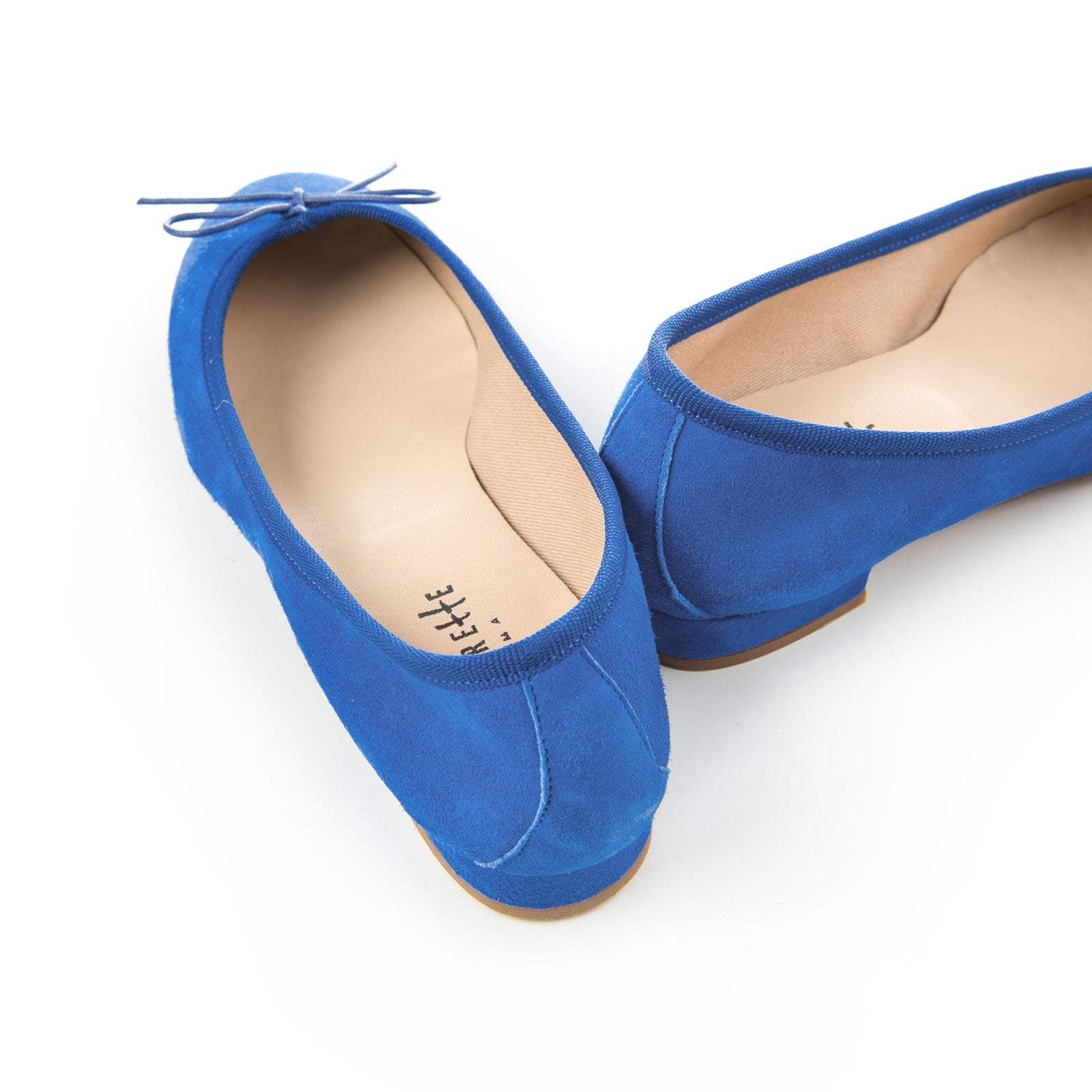 Royal blue suede medium heel ballet flats