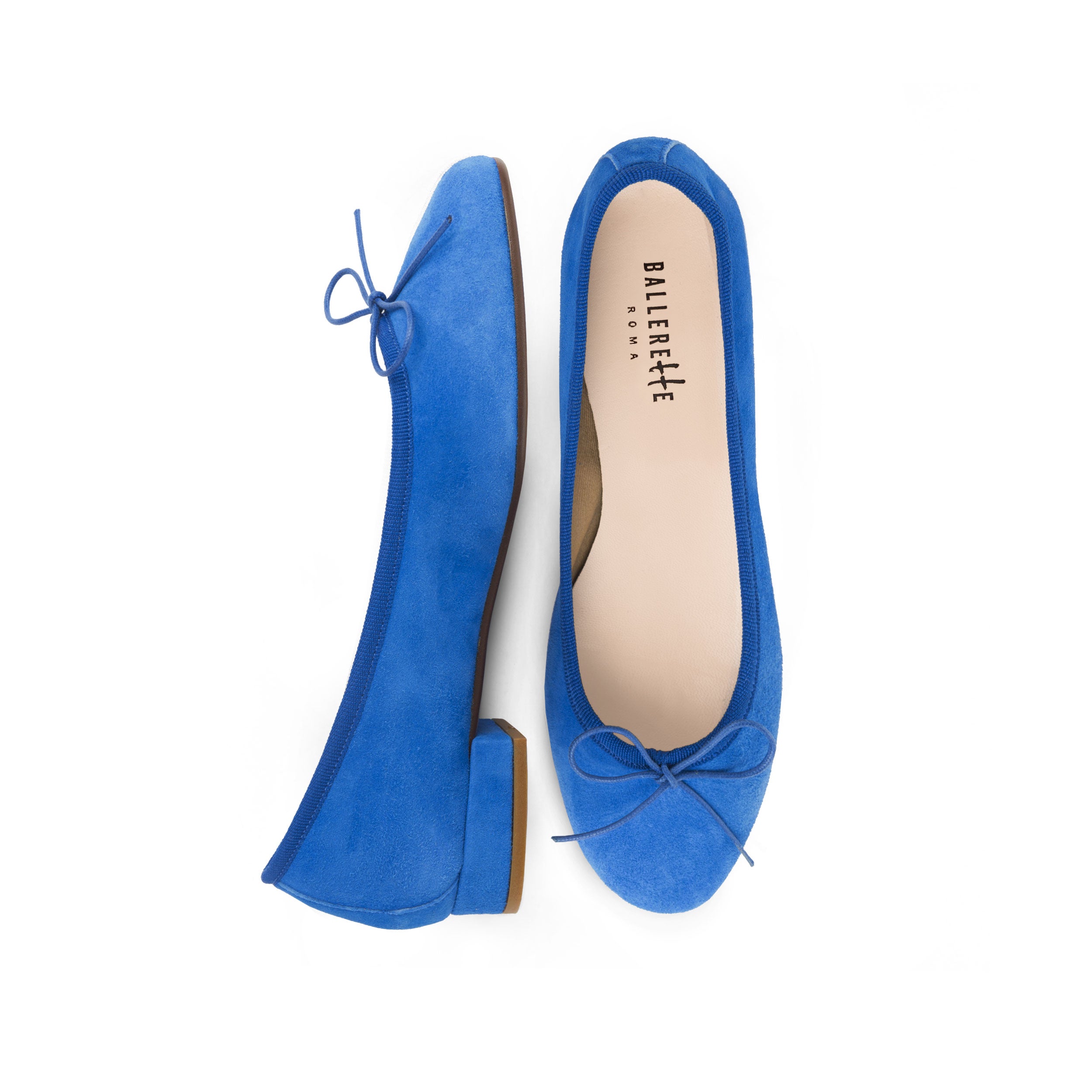 Royal blue suede medium heel ballet flats