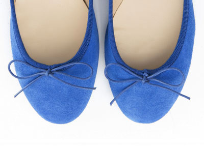 Royal blue suede medium heel ballet flats