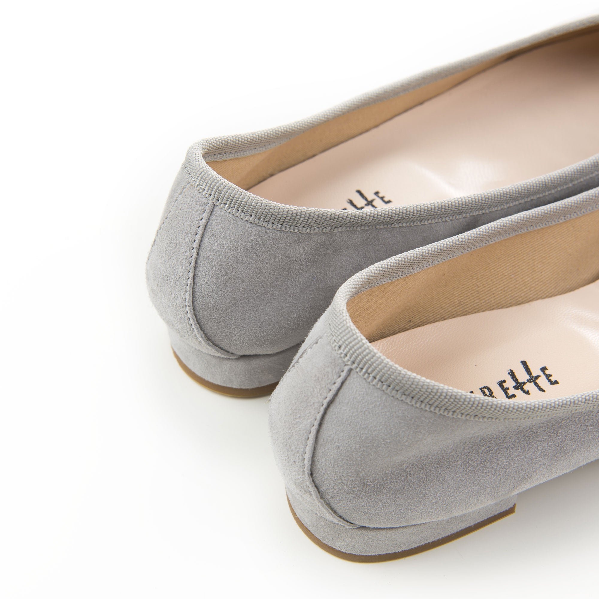 Light grey suede medium heel ballerinas