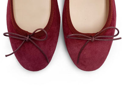 Ballerine bordeaux in camoscio con tacco