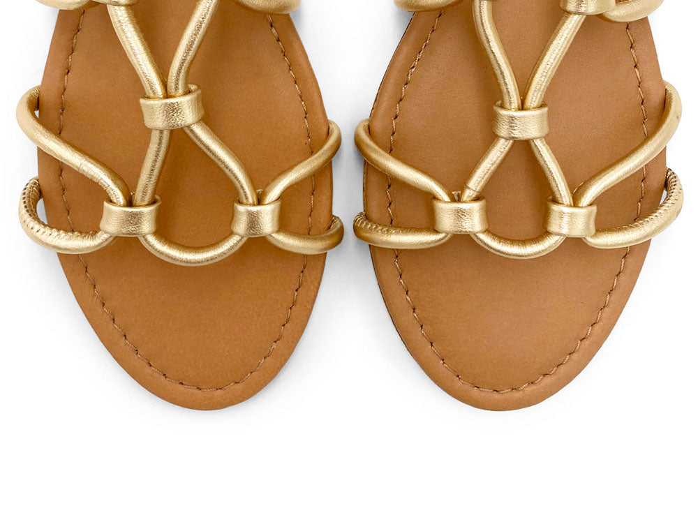 Sandales spartiates en cuir or