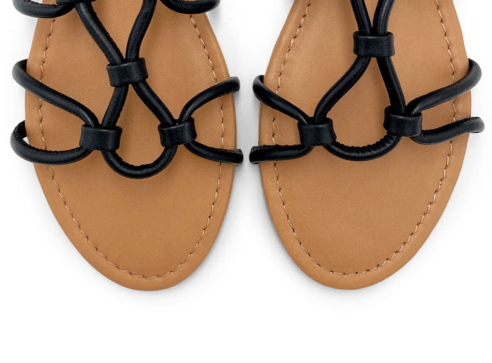 Sandales spartiates en cuir noir