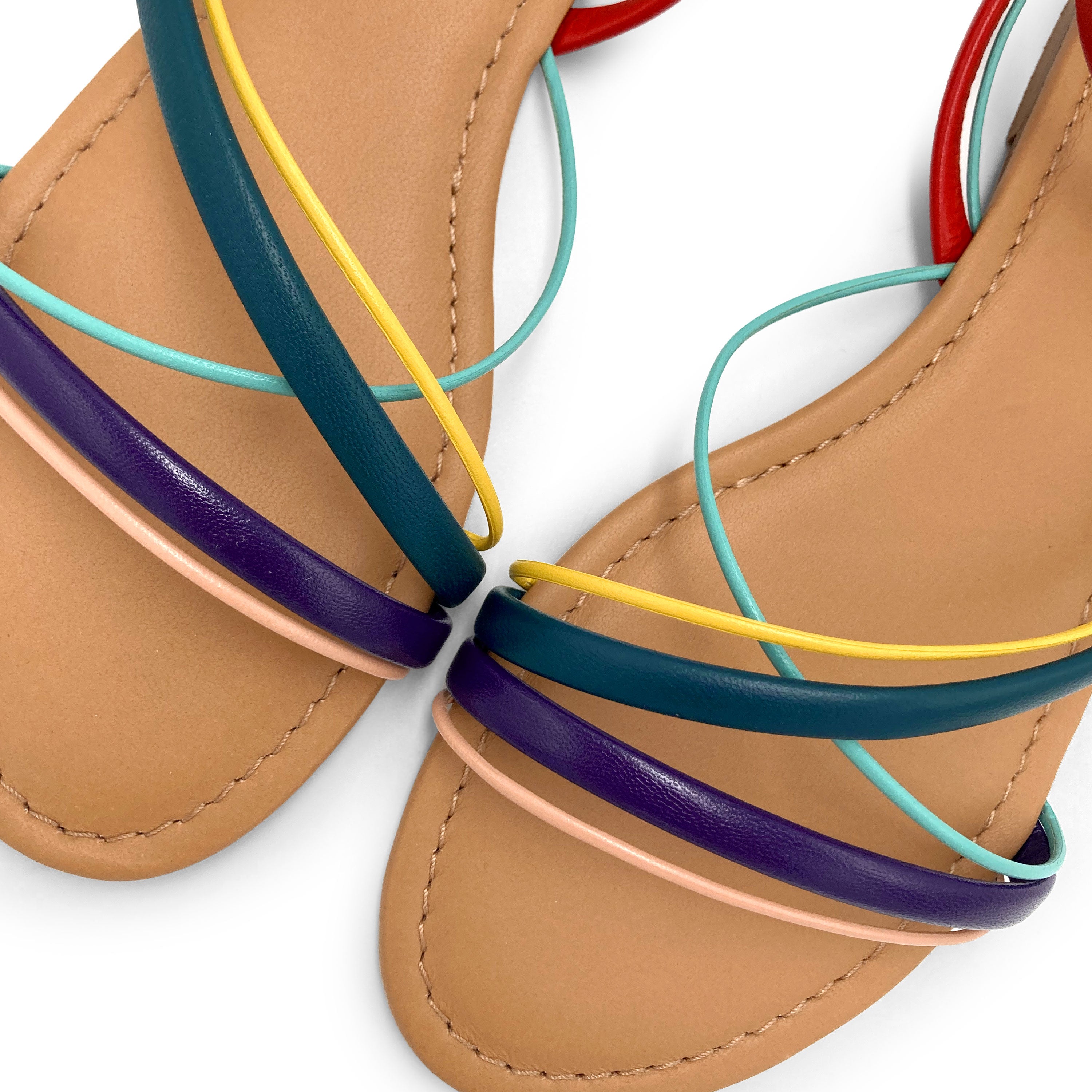 Colorful woven leather women's sandals