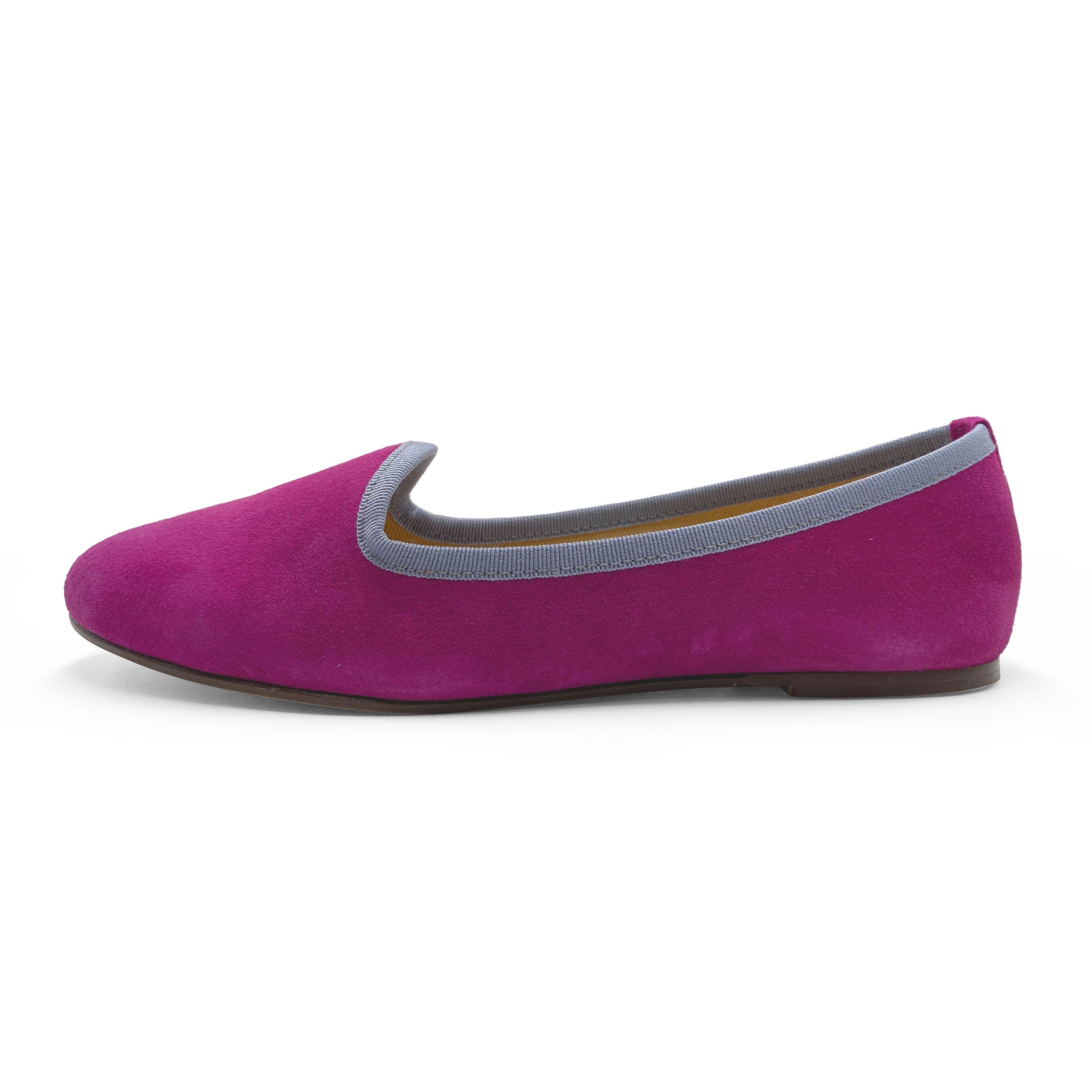 Women's fuchsia suede loafers