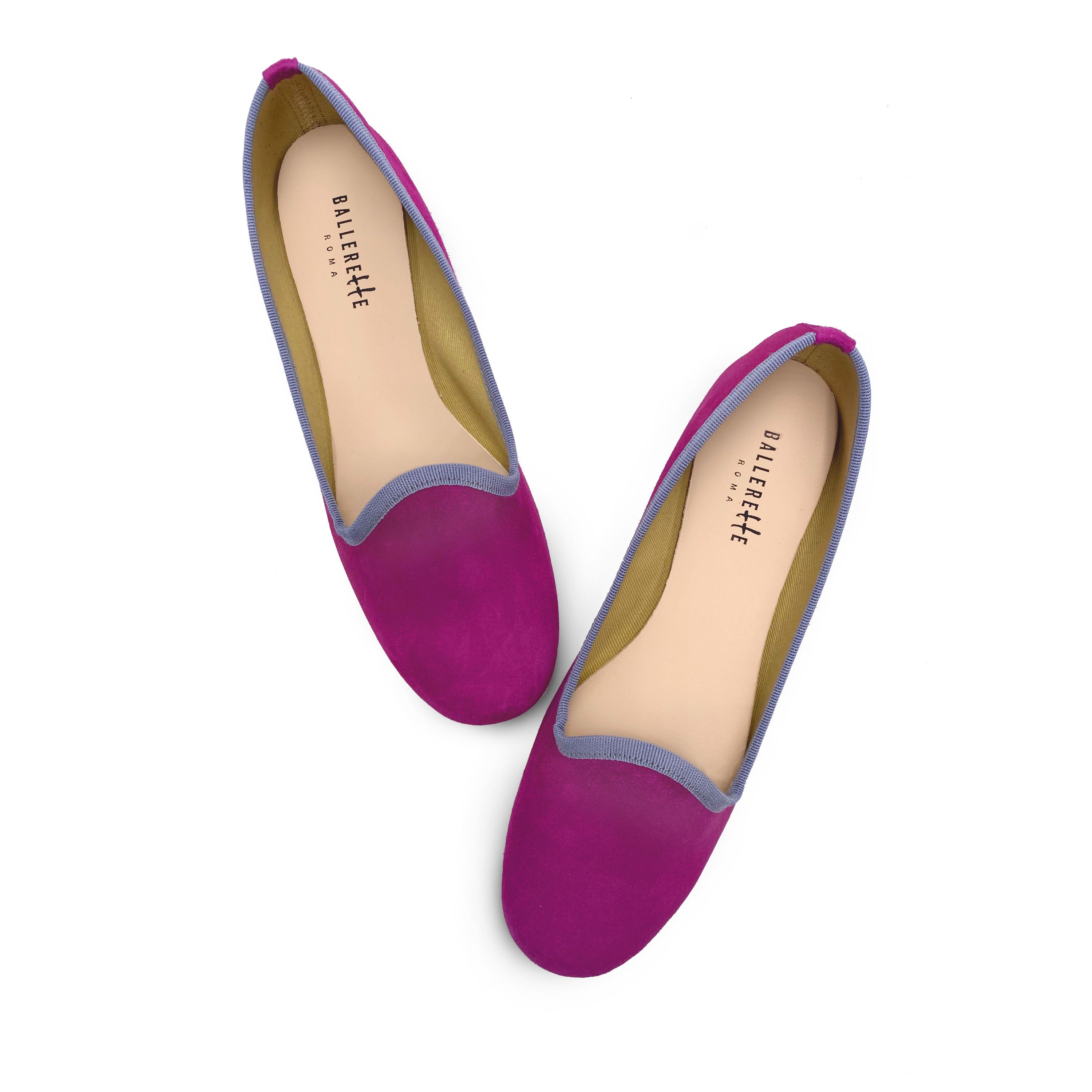 Women's fuchsia suede loafers