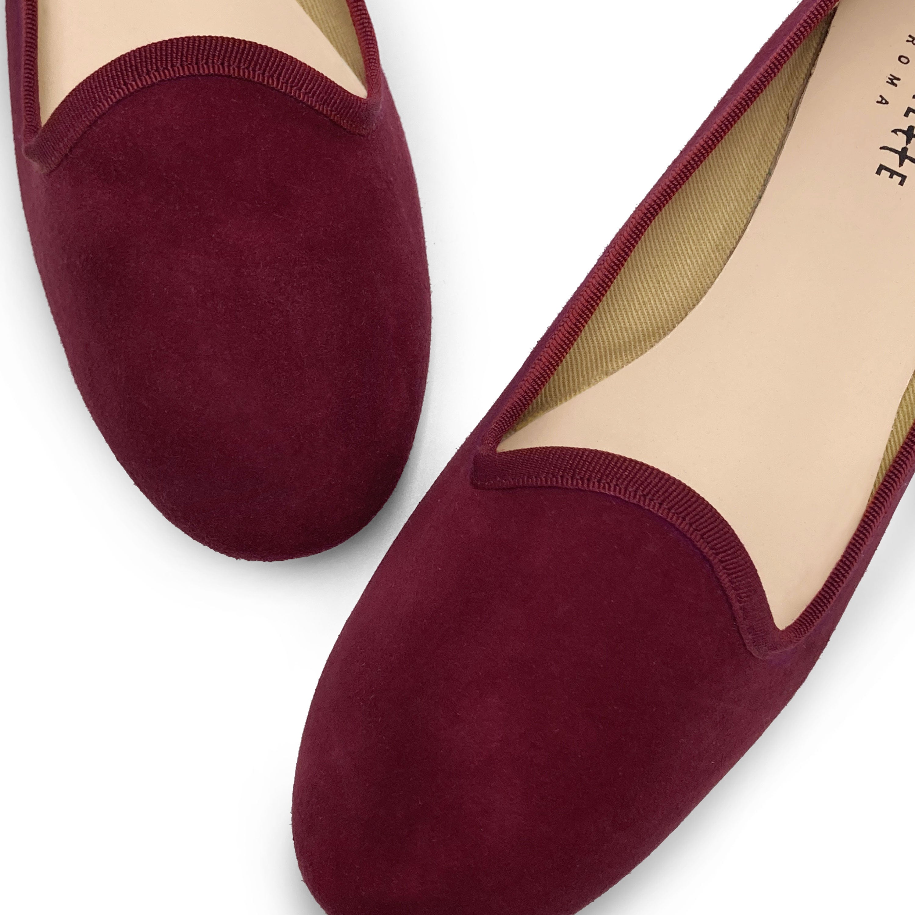 Slippers pour femmes en daim bordeaux