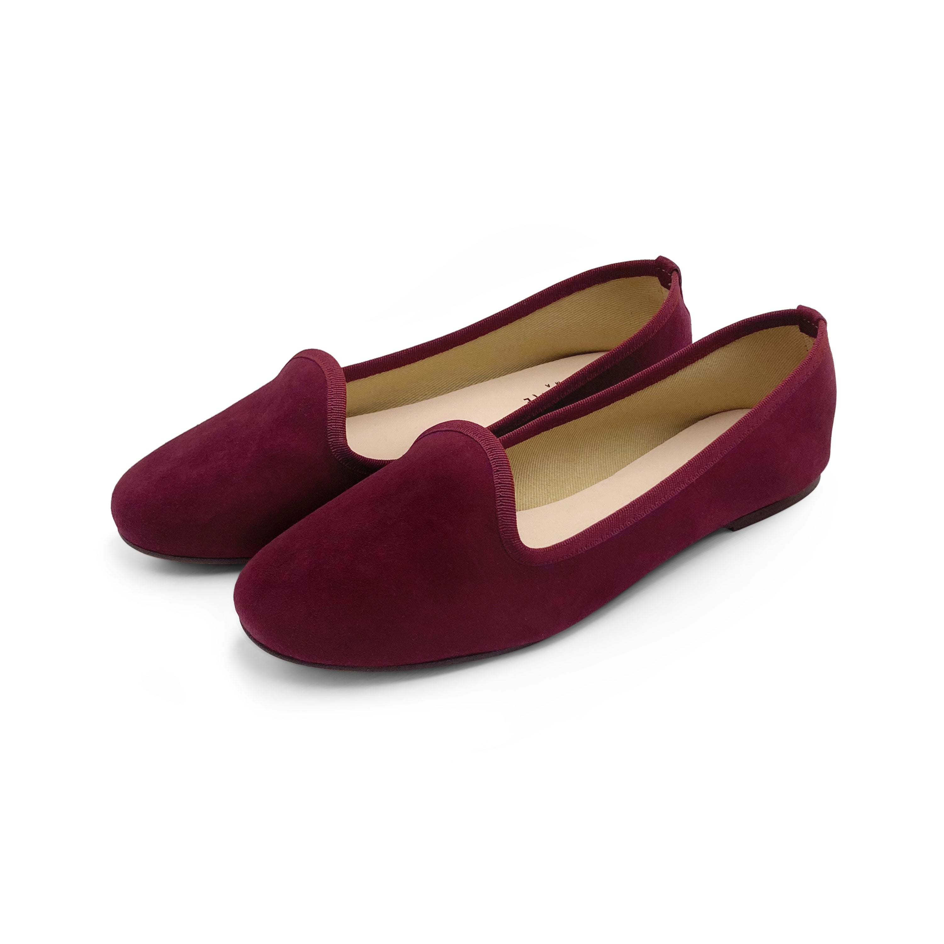 Slippers pour femmes en daim bordeaux