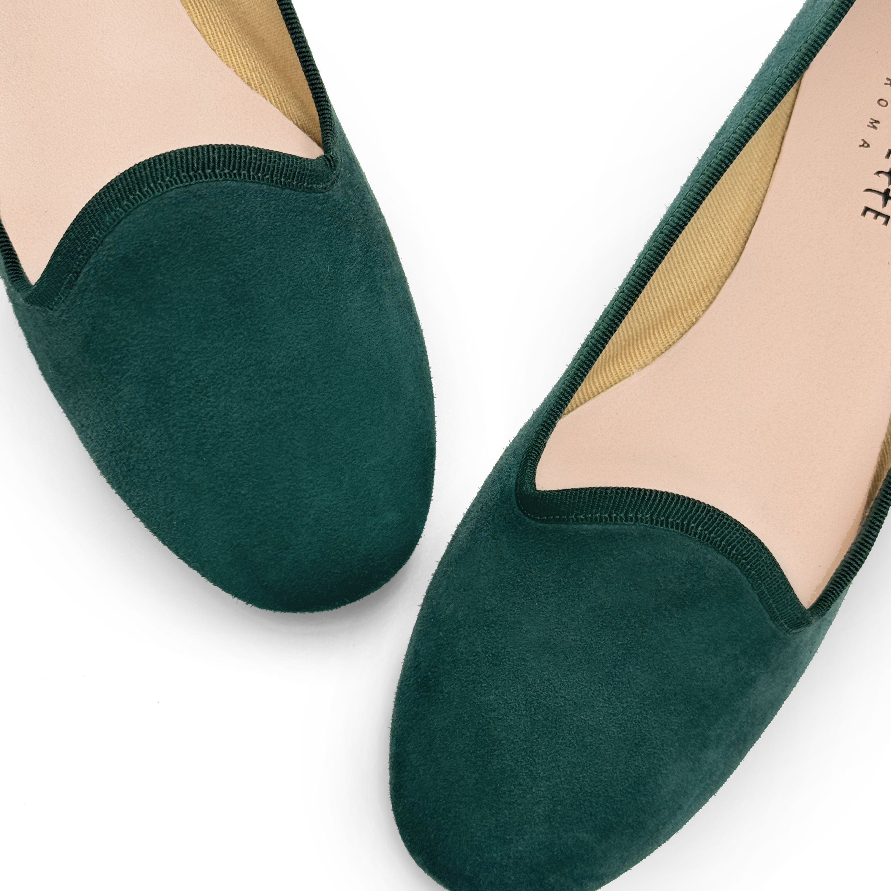 Slippers donna in camoscio verde bottiglia