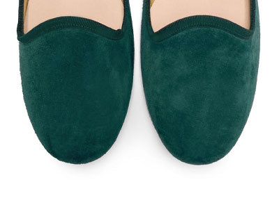 Slippers donna in camoscio verde bottiglia