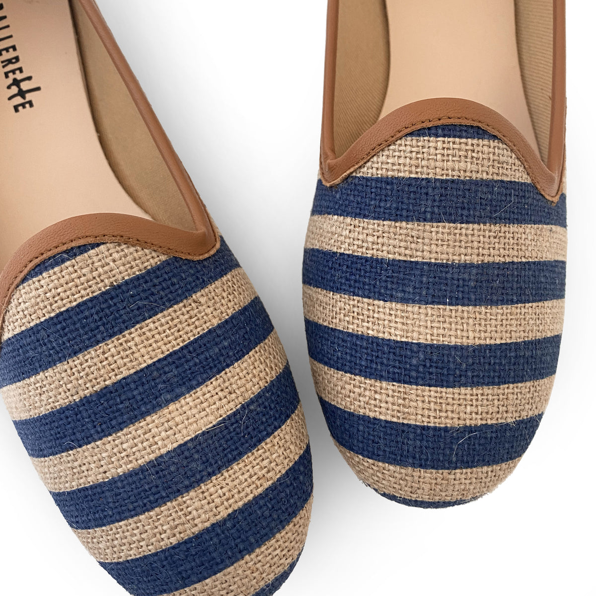 Slippers in juta a righe blue jeans