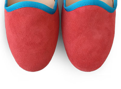 Slippers donna in camoscio rosa corallo