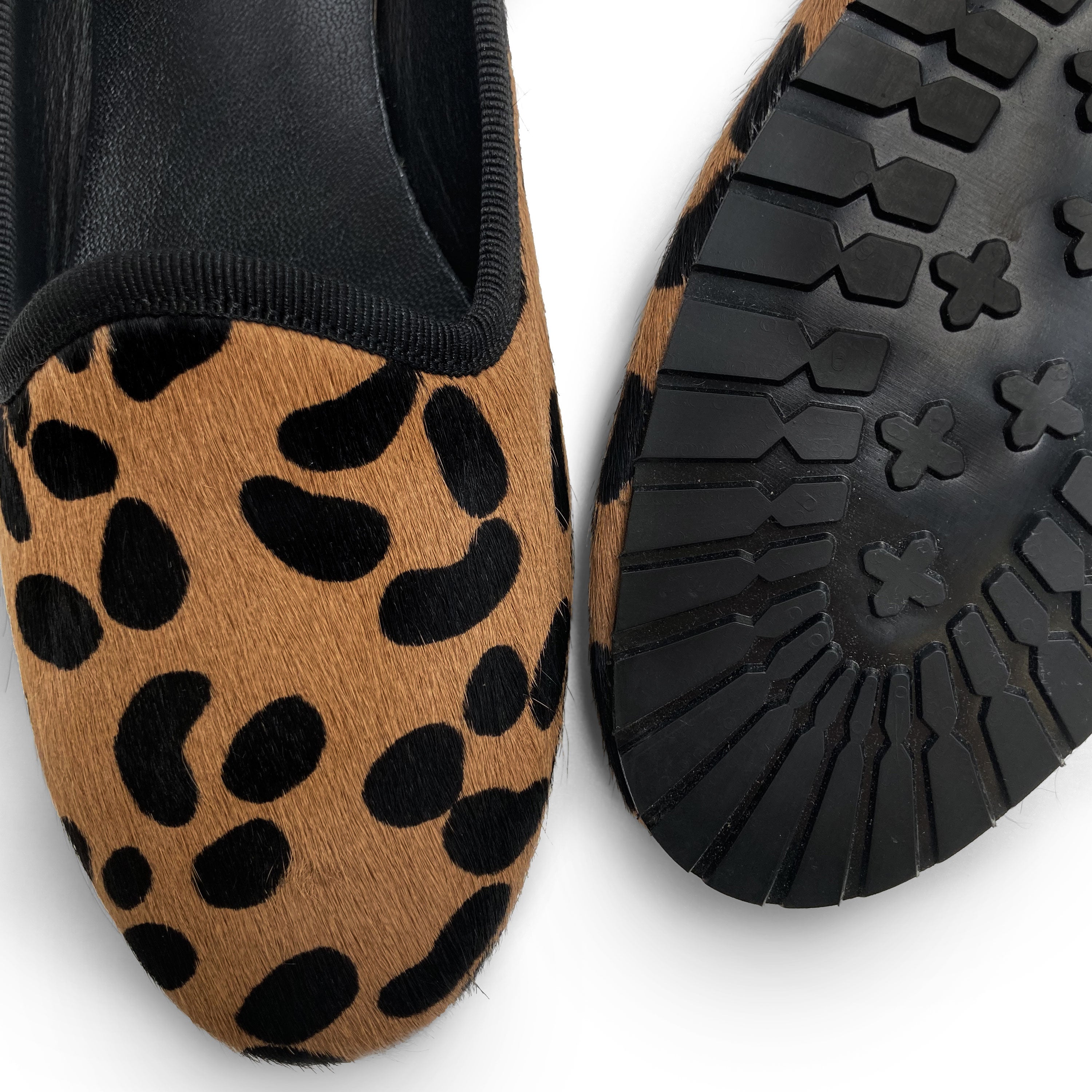 Slippers donna maculate in cavallino marrone
