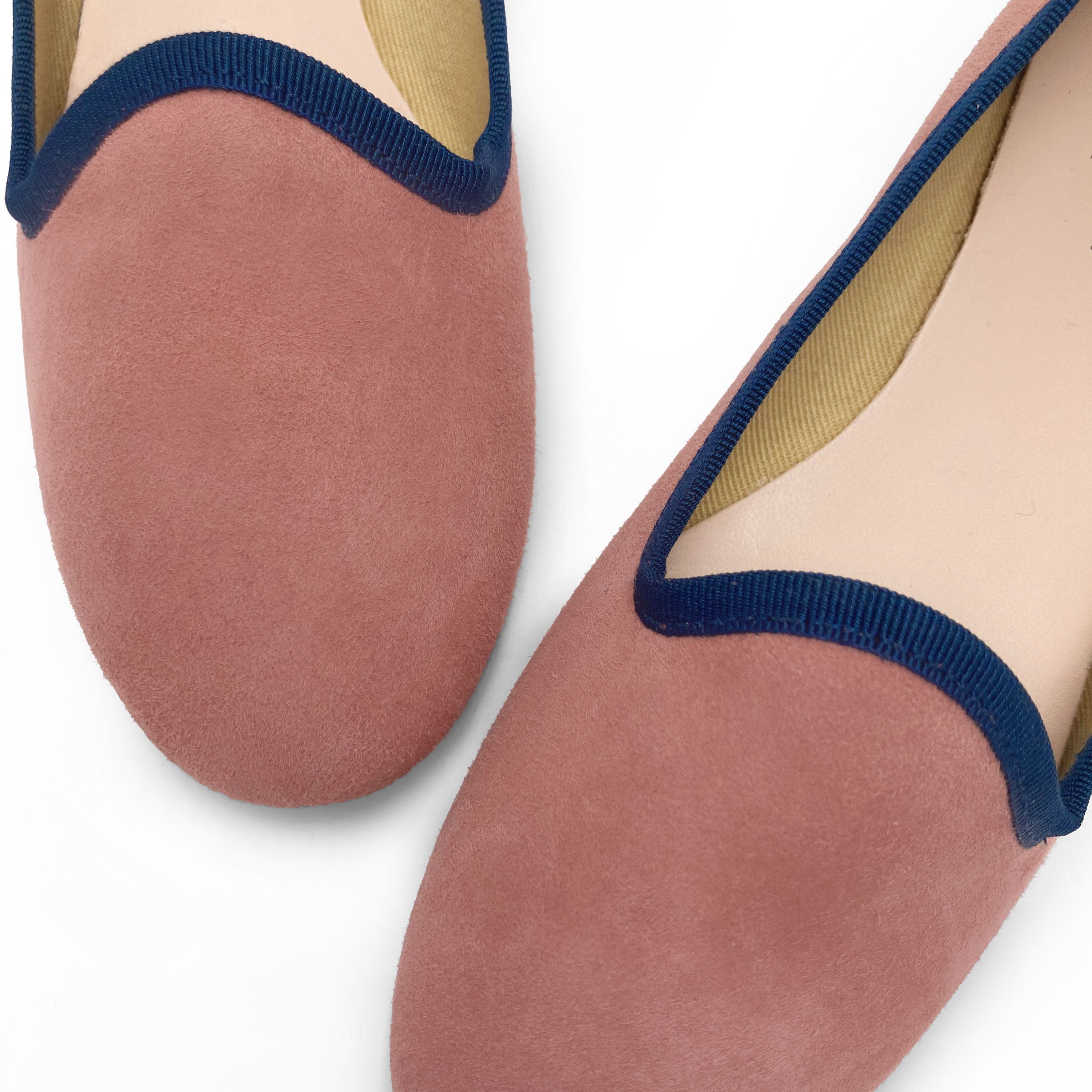 Chaussons femme en daim vieux rose