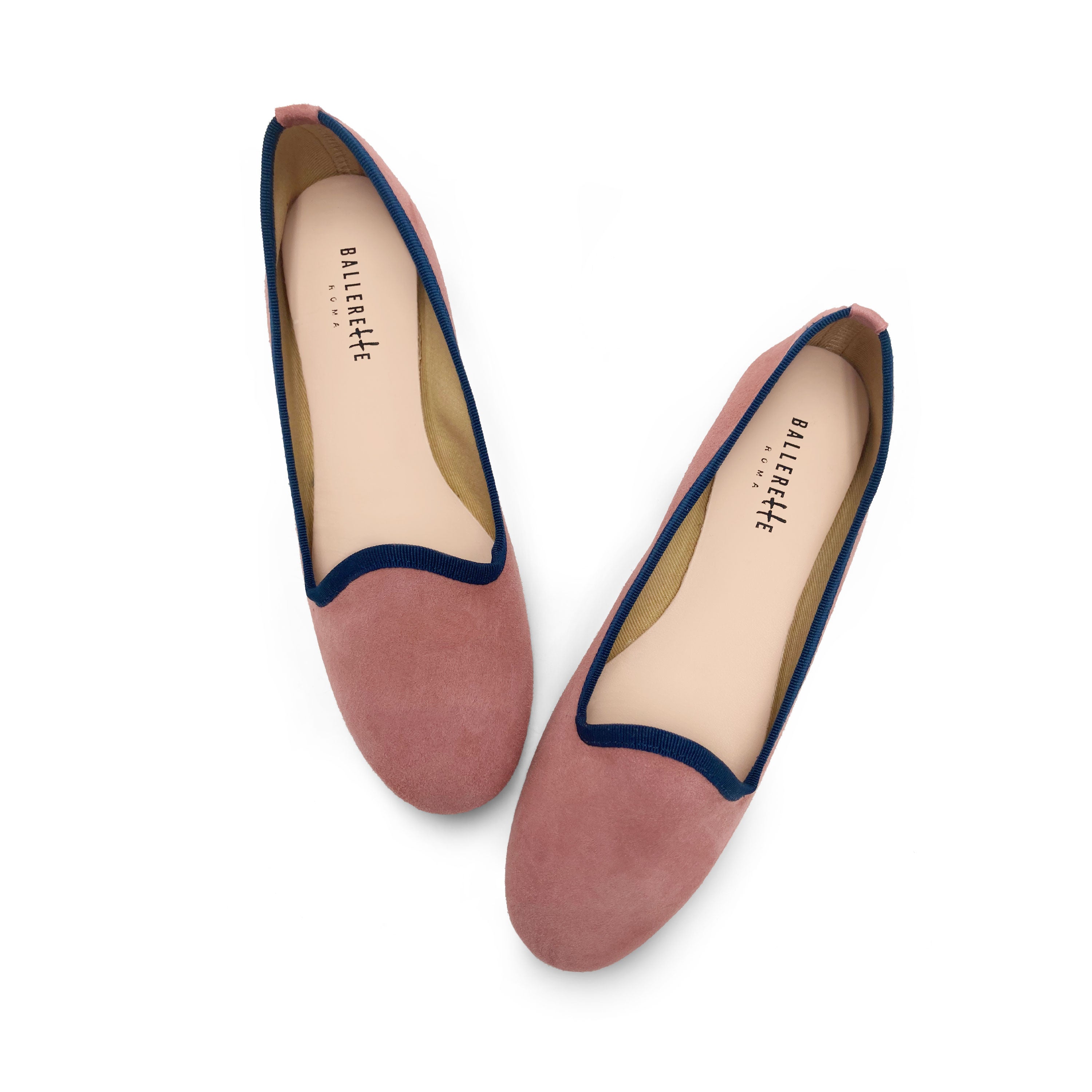Chaussons femme en daim vieux rose