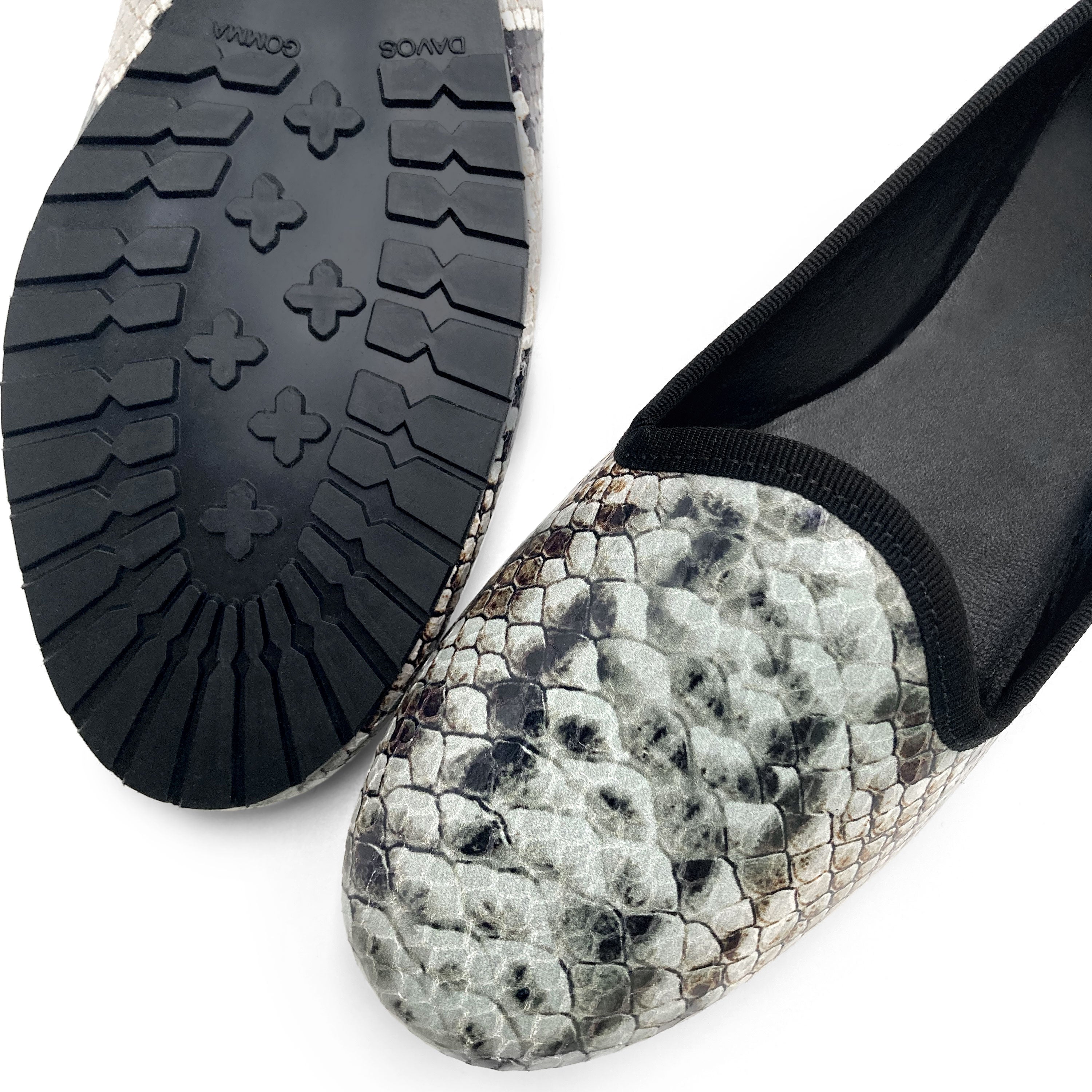 Slippers femme en cuir imprimé python