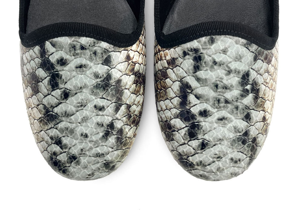 Slippers femme en cuir imprimé python
