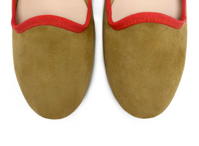 Slippers donna in camoscio verde oliva