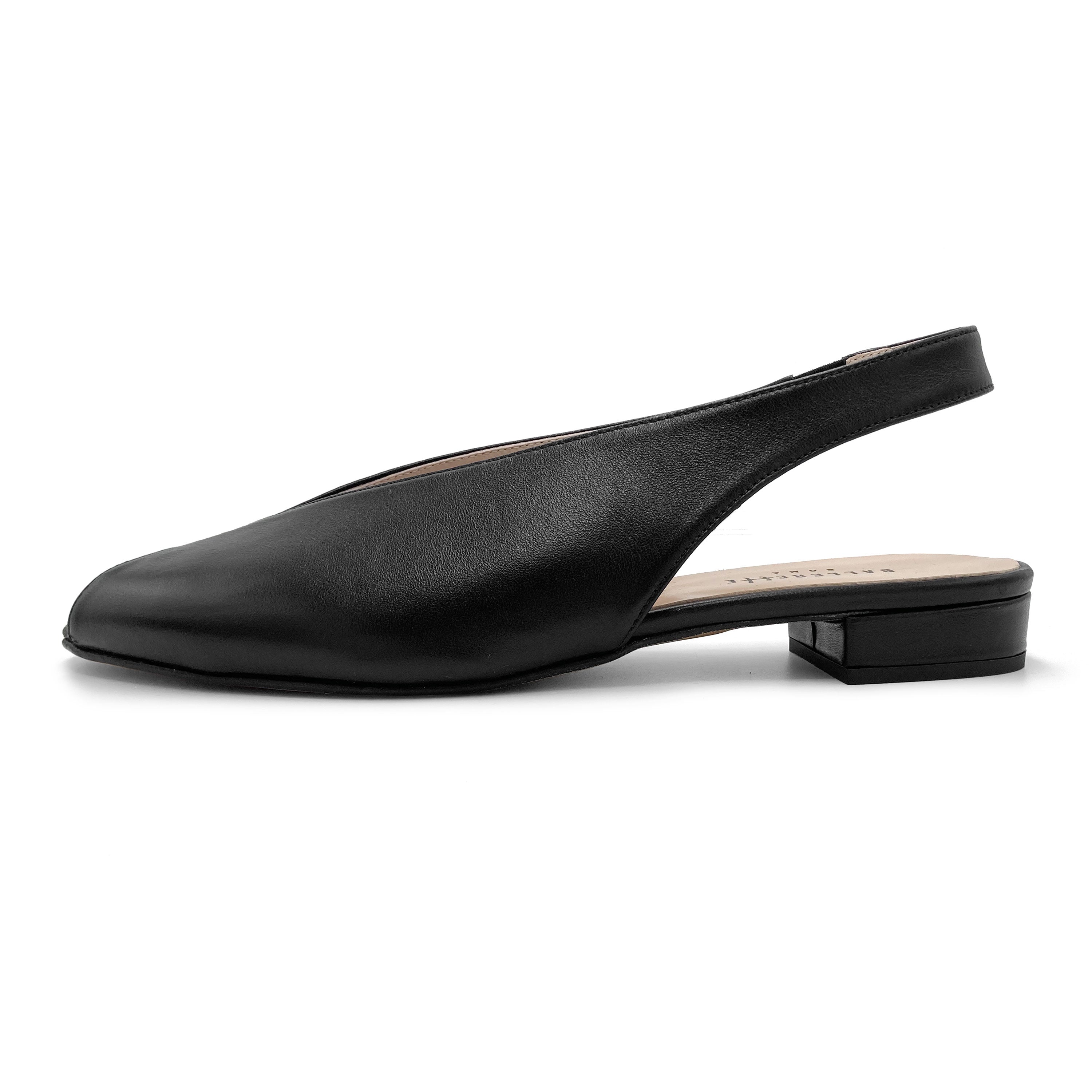 Slingbacks open toe en cuir noir