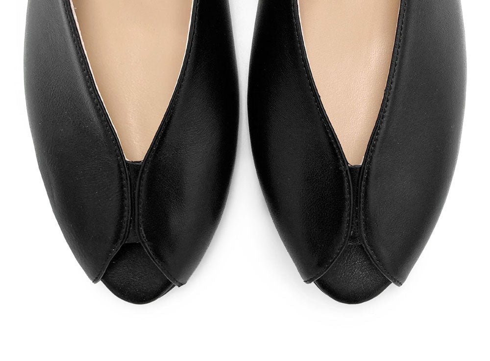 Slingbacks open toe en cuir noir