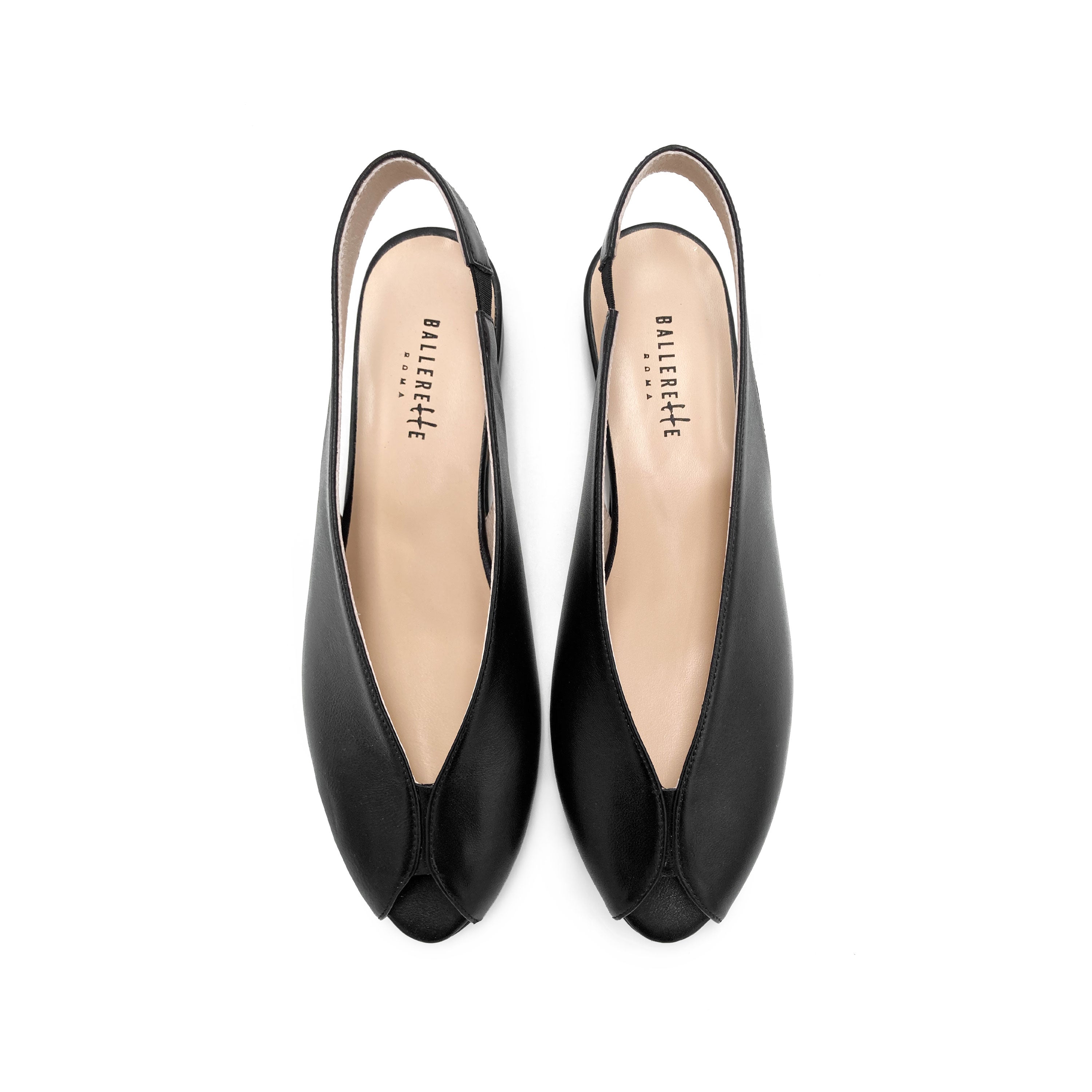 Slingbacks open toe en cuir noir