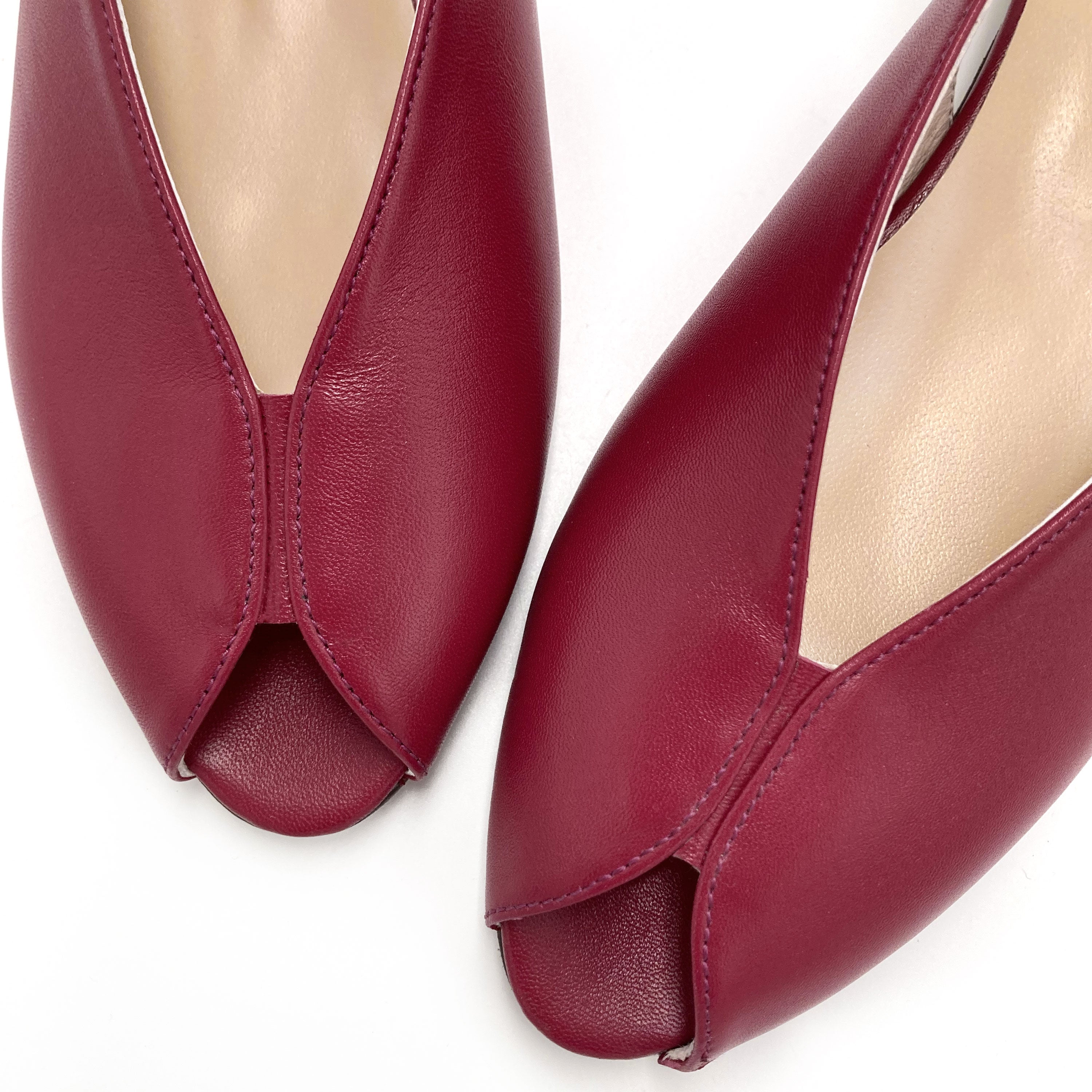 Slingbacks open toe en cuir fuchsia