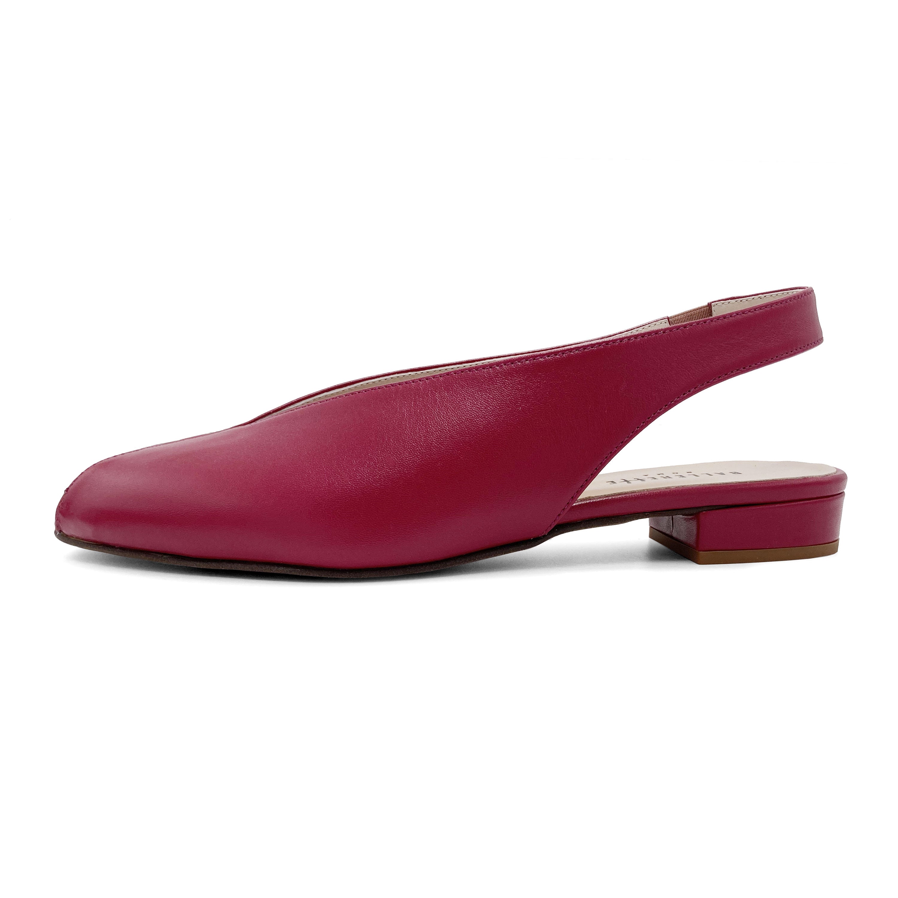 Slingbacks open toe en cuir fuchsia