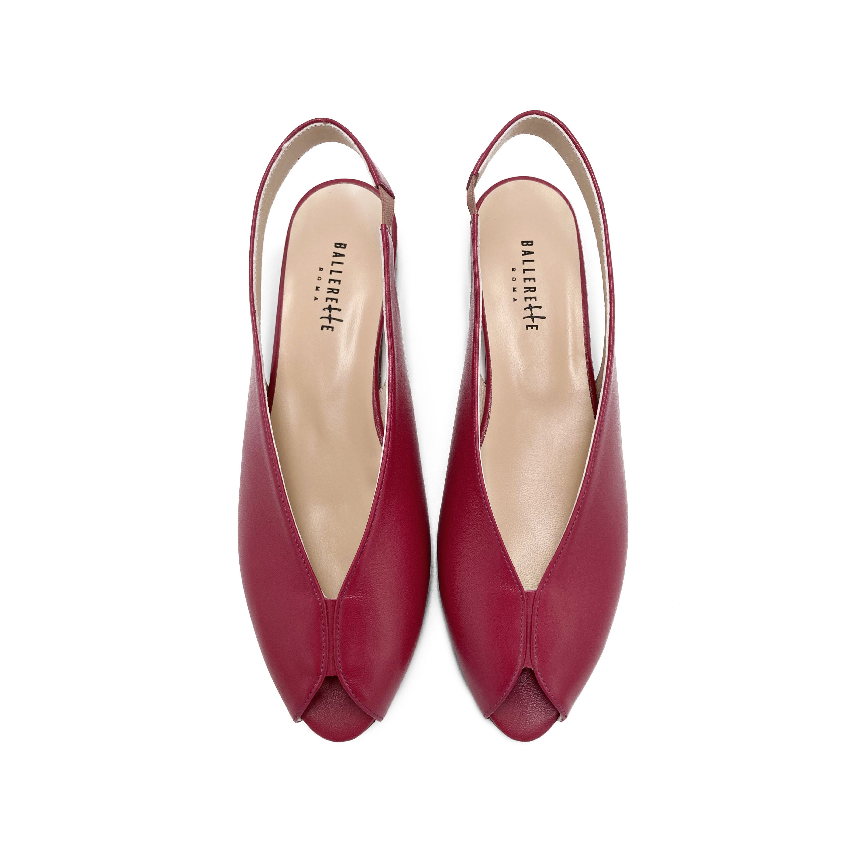 Slingbacks open toe en cuir fuchsia