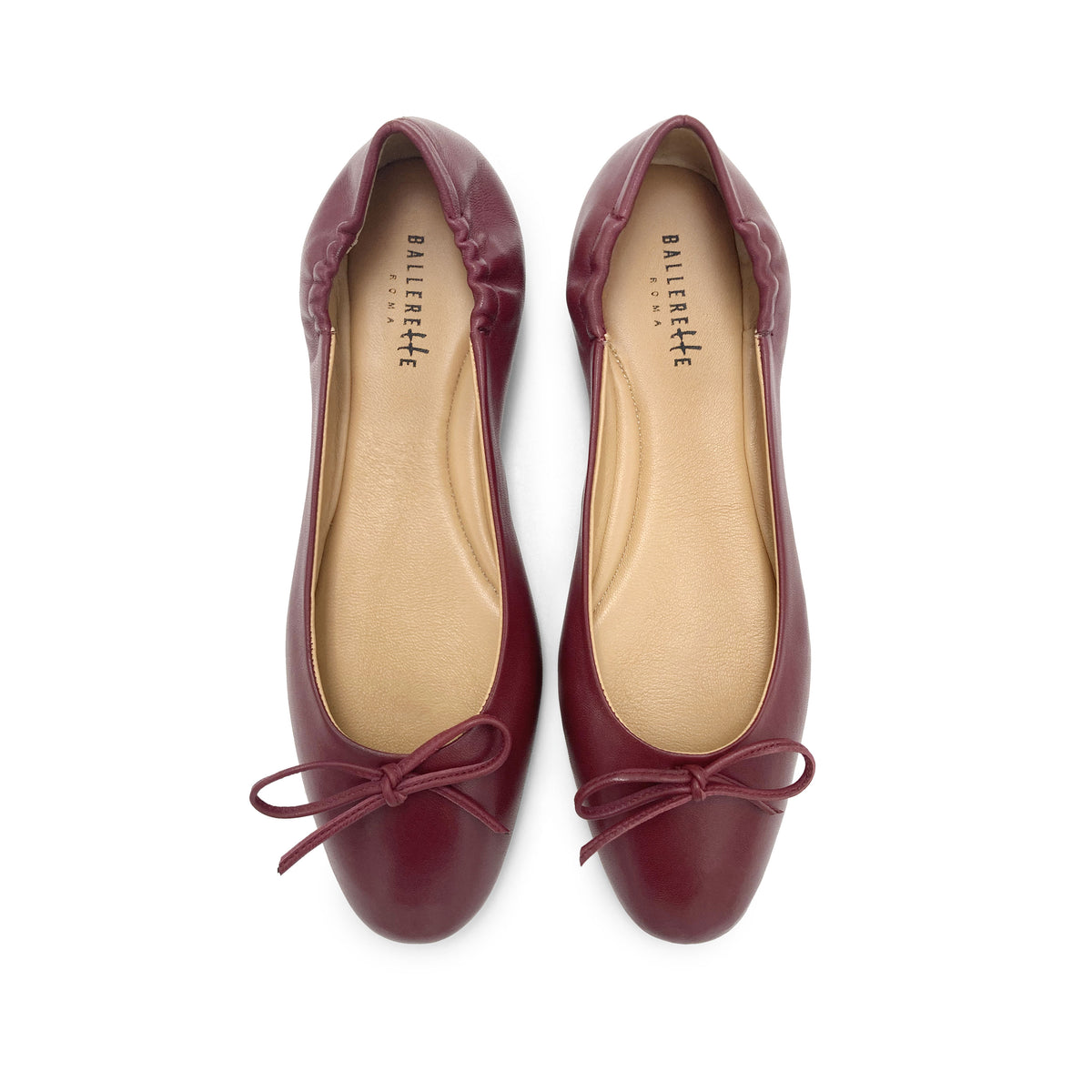 Bordeaux leather ballet flats with sacchetto construction