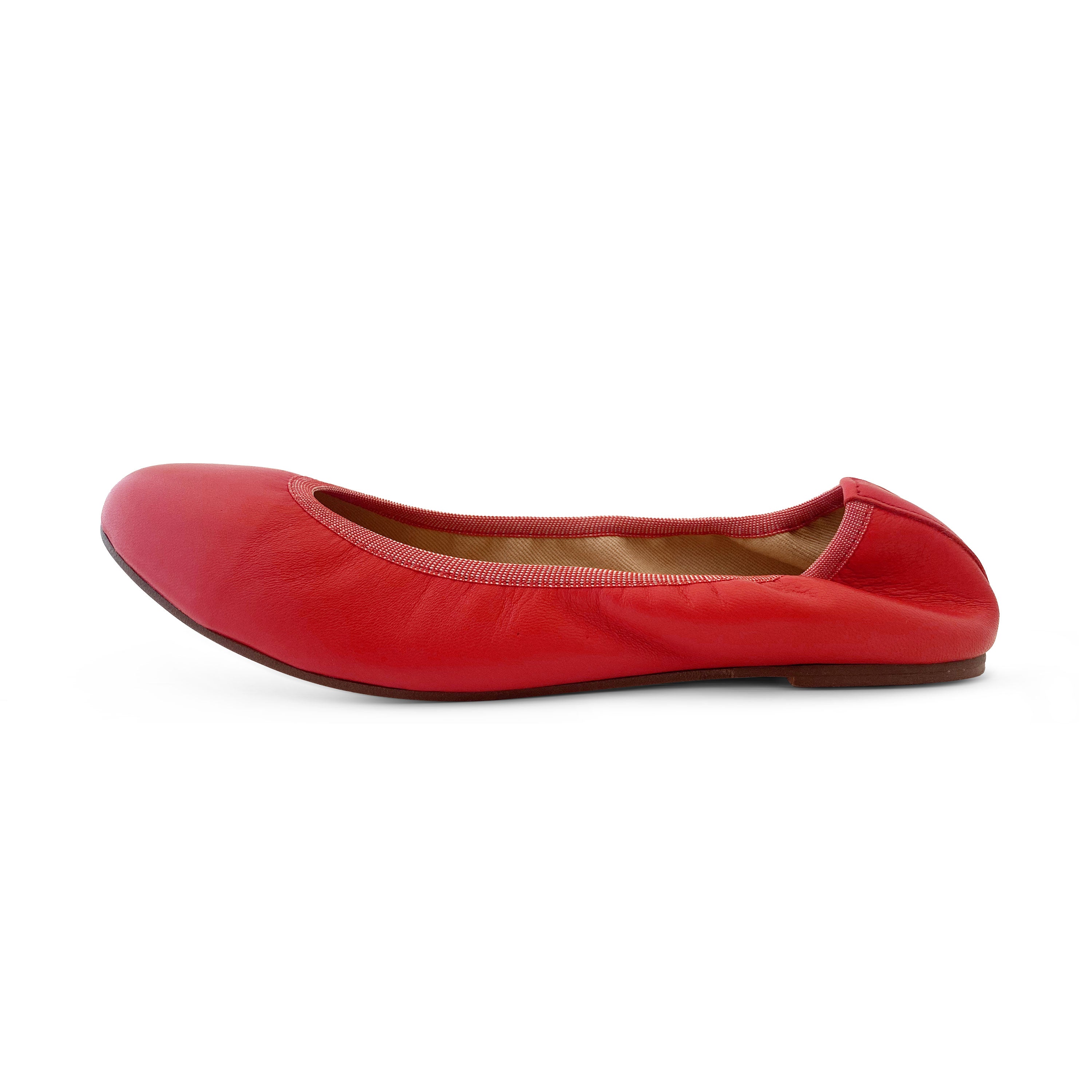 Ballerines à élastique en cuir corail   