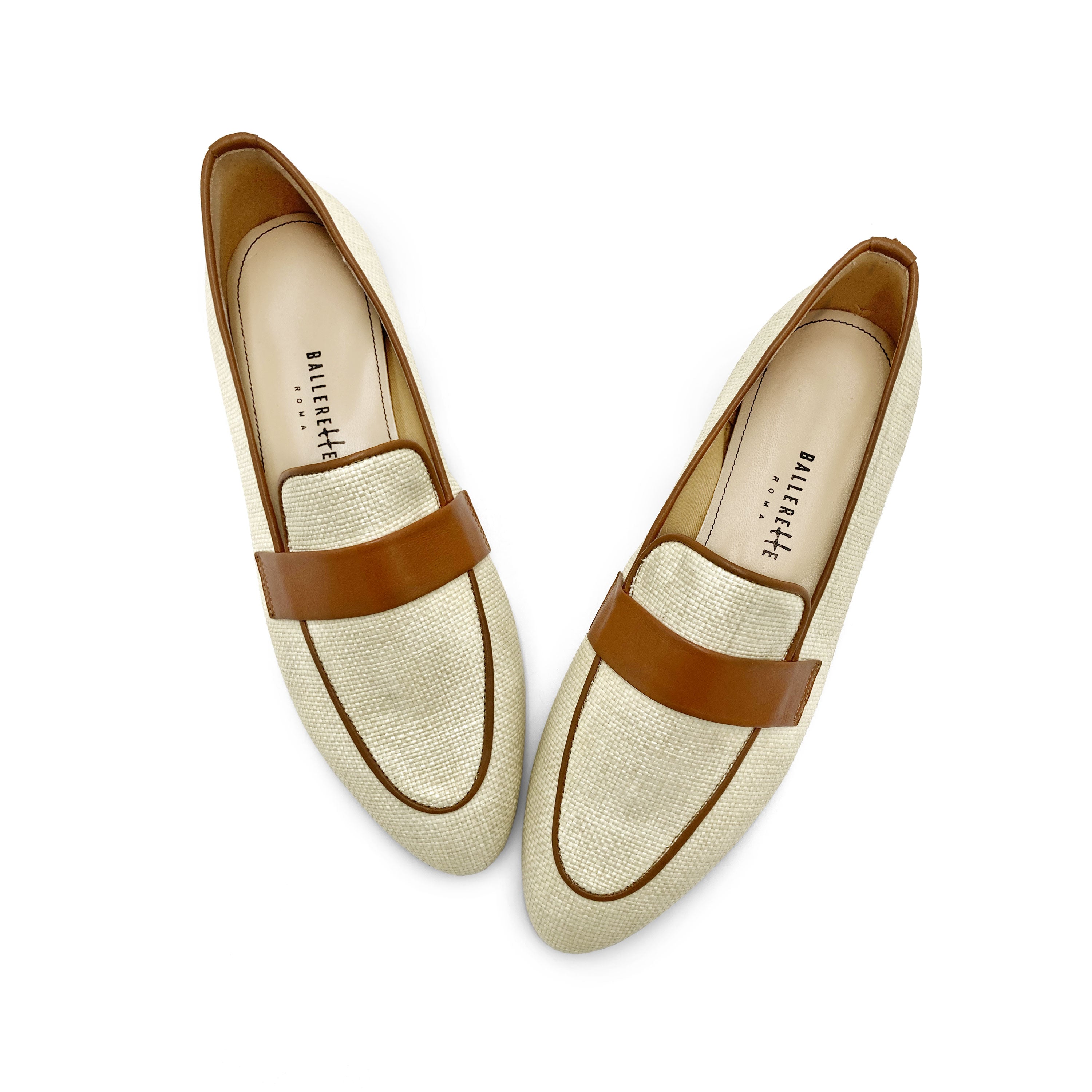 Women's summer moccasin in beige raffia