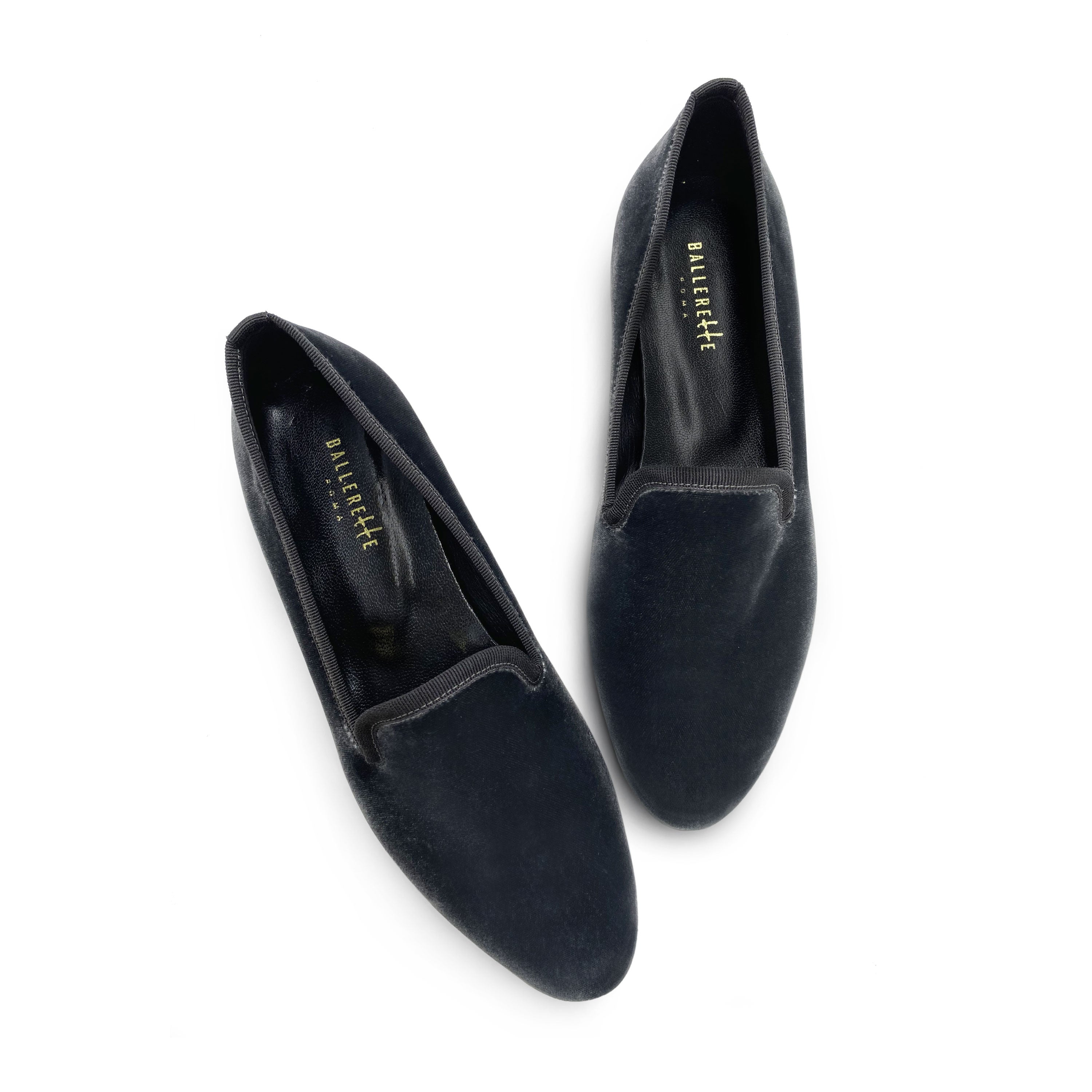 Slippers da donna in velluto grigio