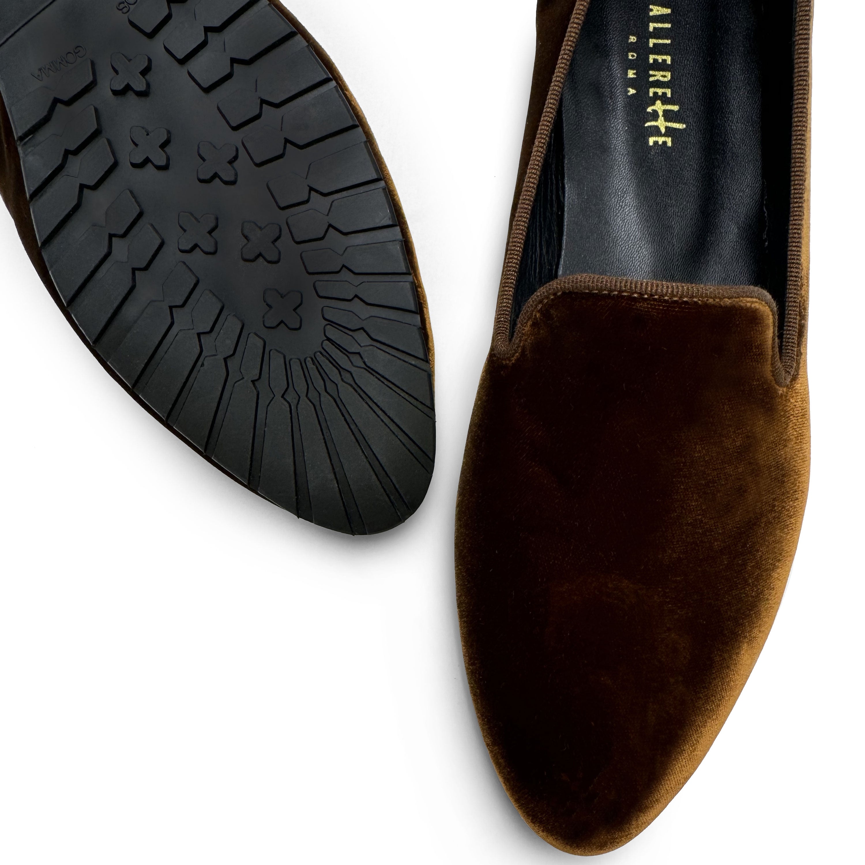 Slippers femme en velours marron