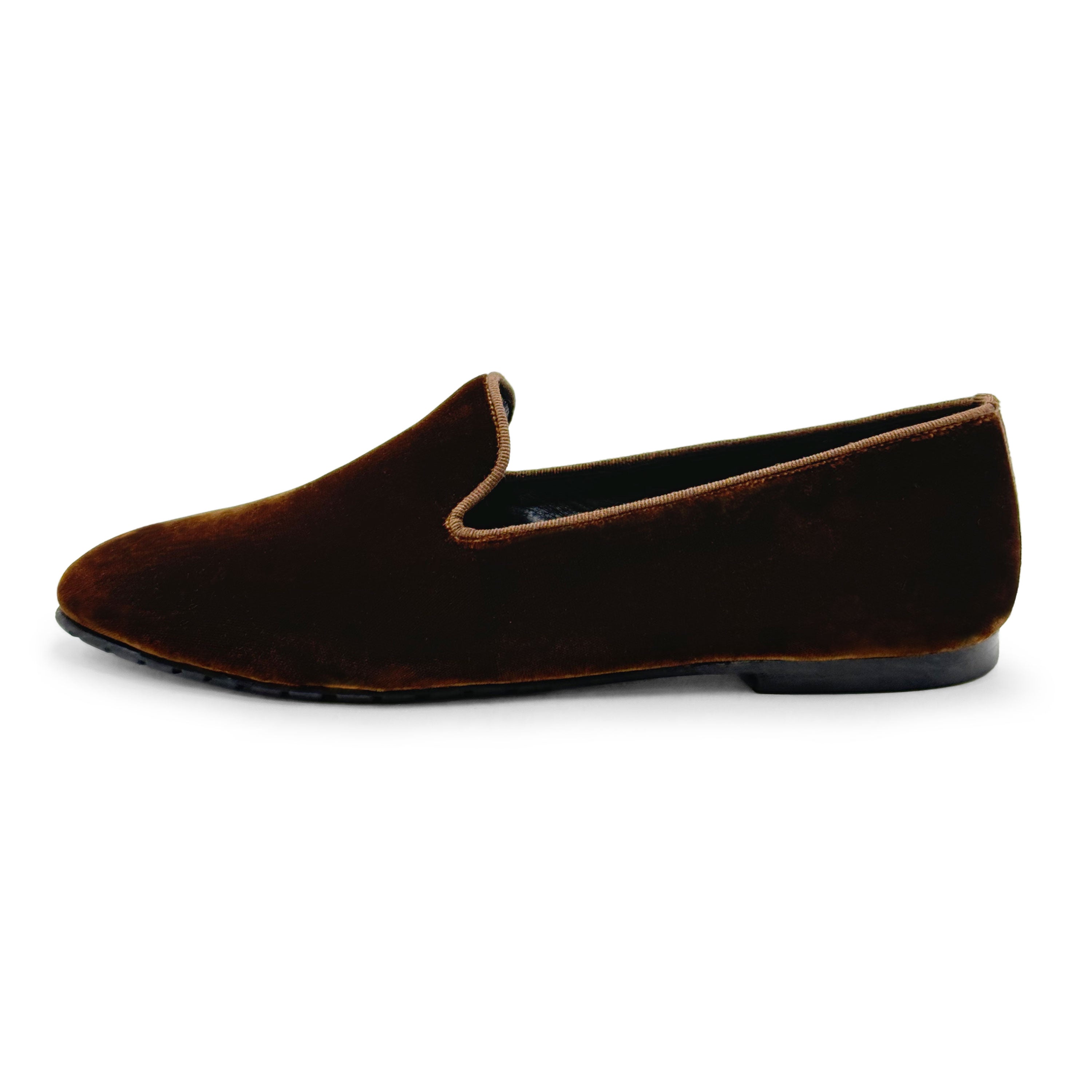 Slippers femme en velours marron