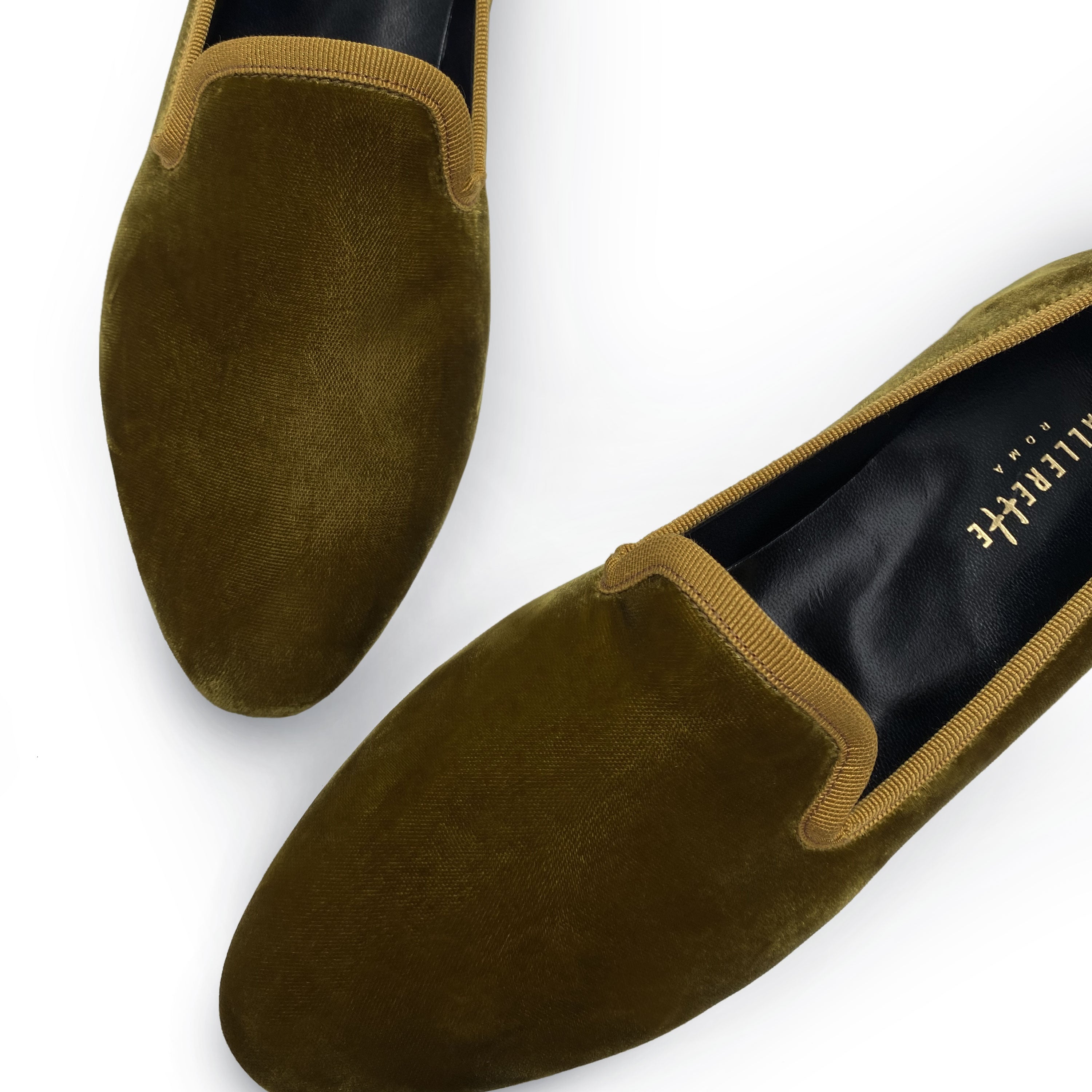 Slippers da donna senape in velluto