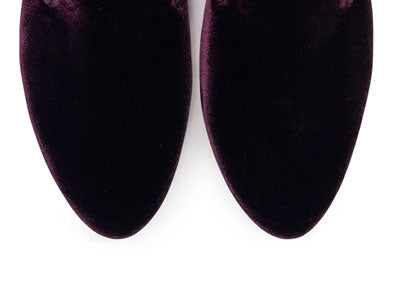 Burgundy velvet women loafers