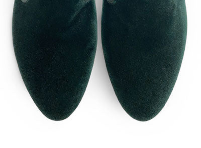 Green velvet women moccasins