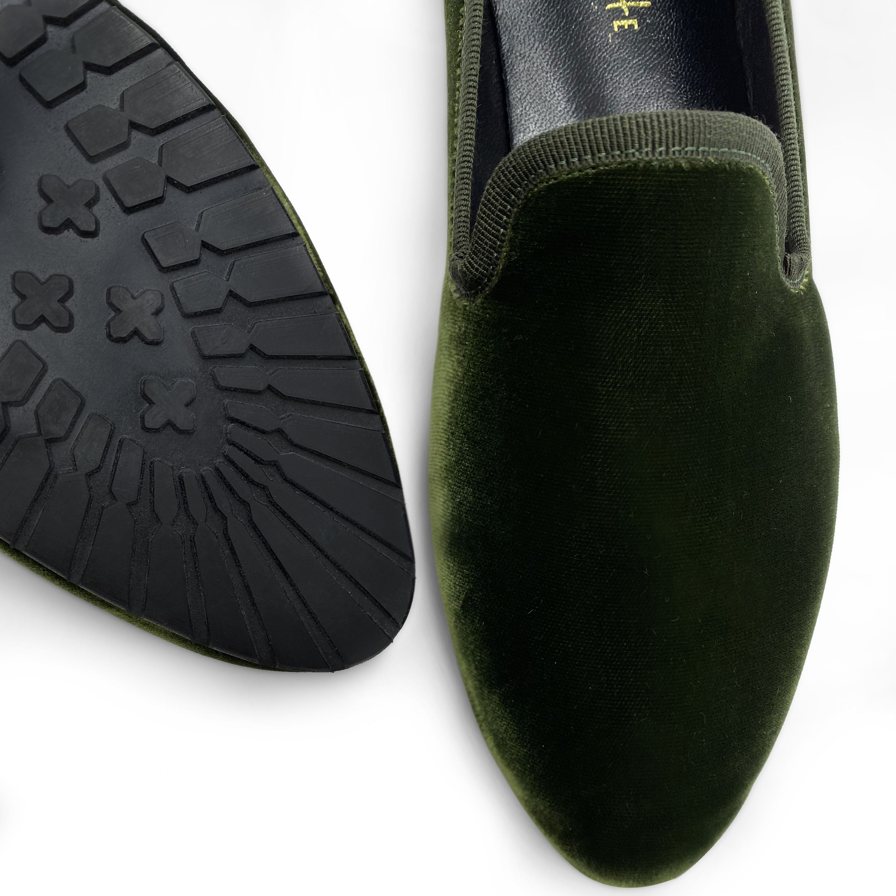 Slippers da donna in velluto verde bosco