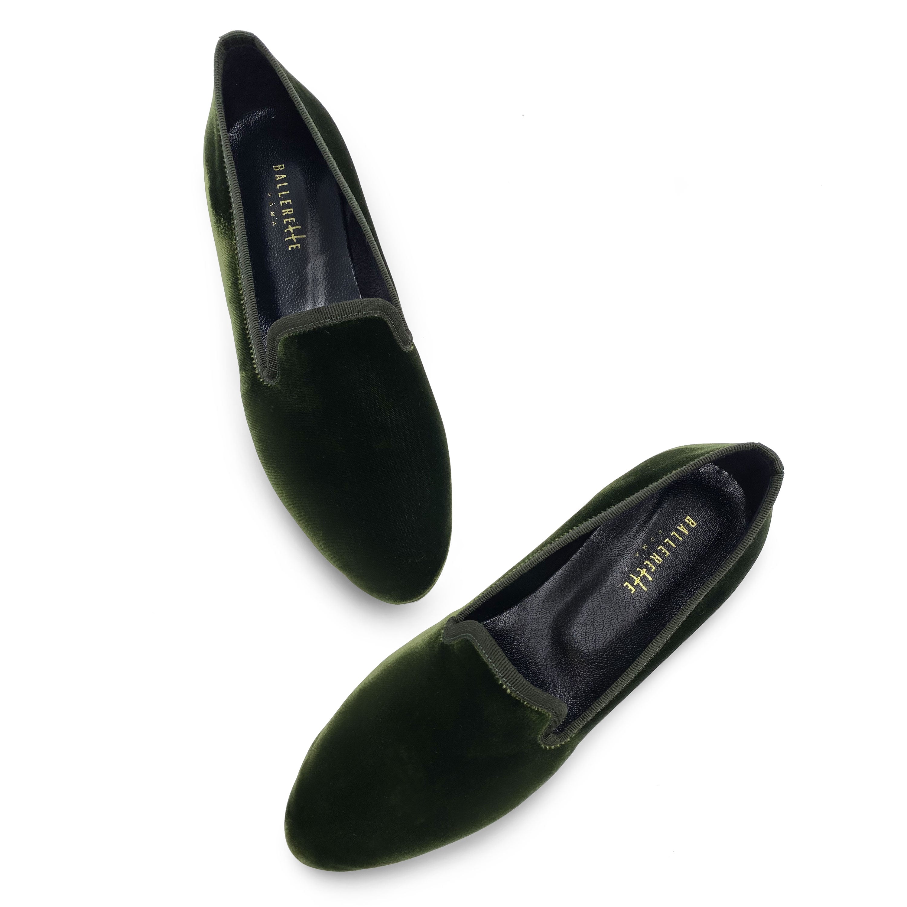 Slippers da donna in velluto verde bosco