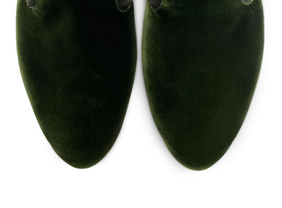 Woodland green velvet women moccasins