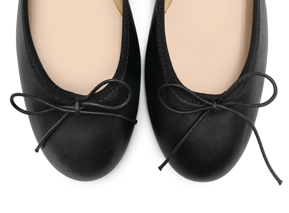 Ballerine in pelle nera con tacco alto