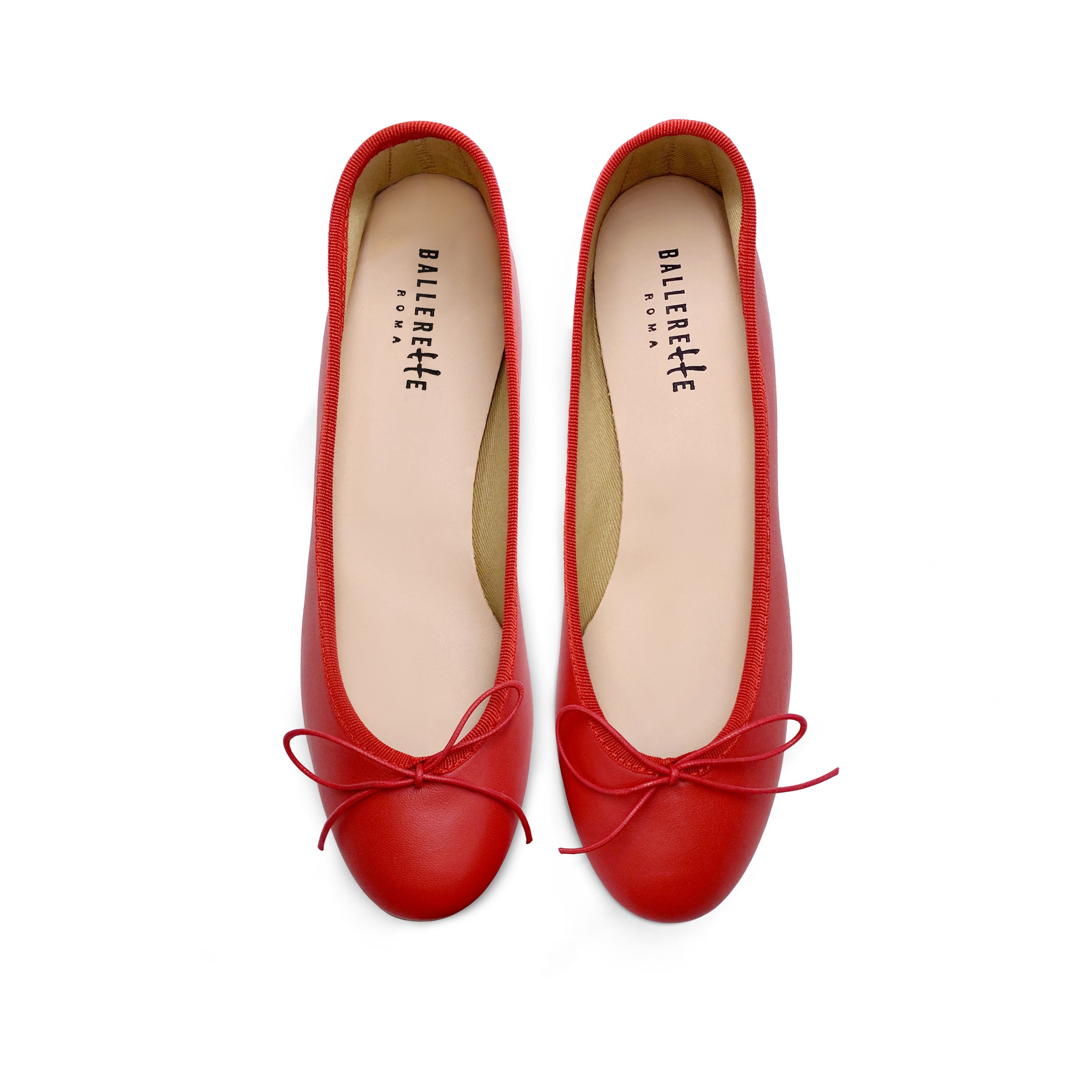 Ballerine in pelle rossa con tacco alto
