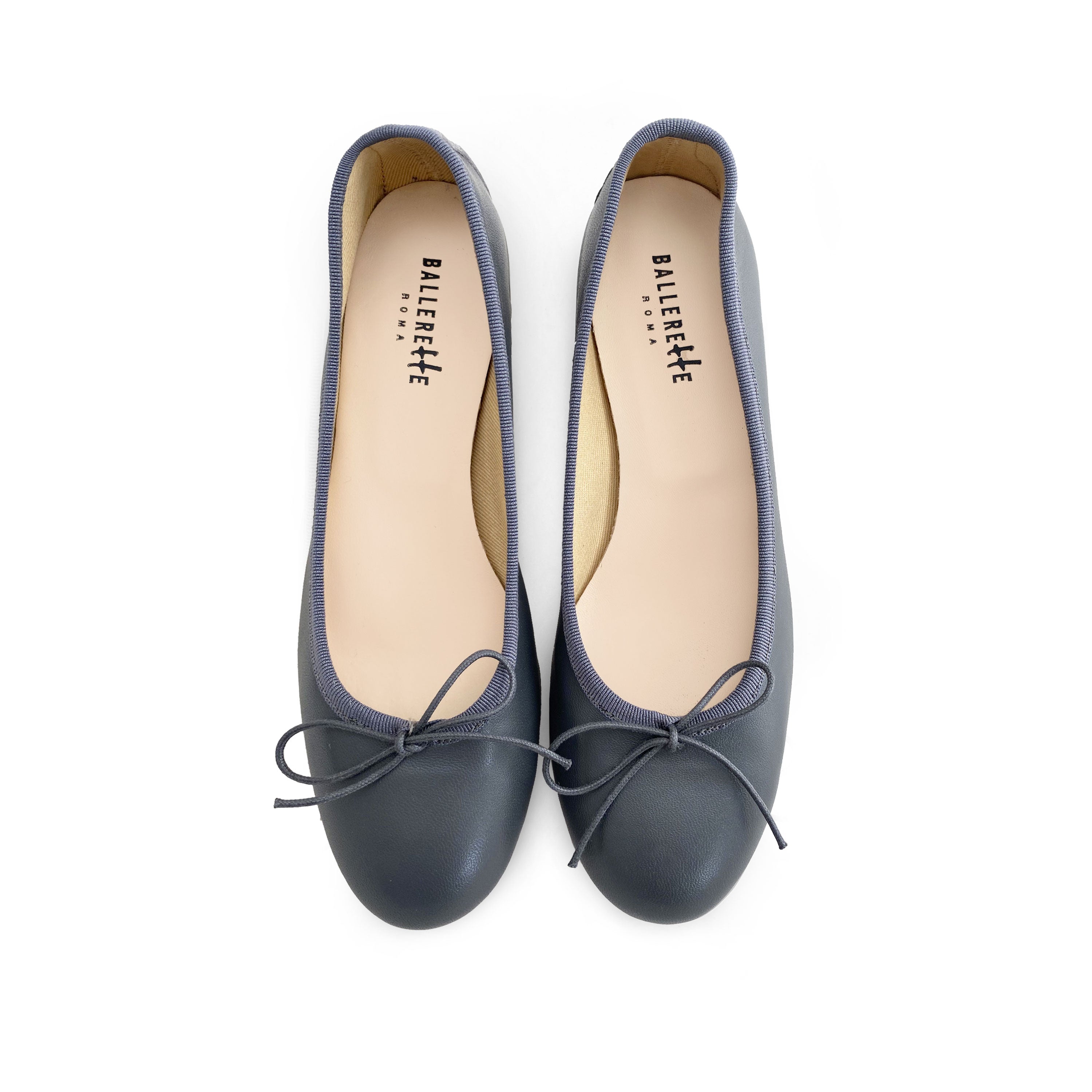 Ballerines en cuir gris fumé avec talon haut
