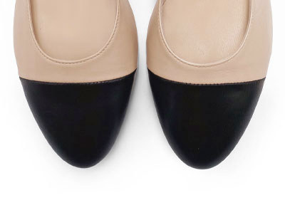 Blush and Black Leather Slingback Ballet Flats