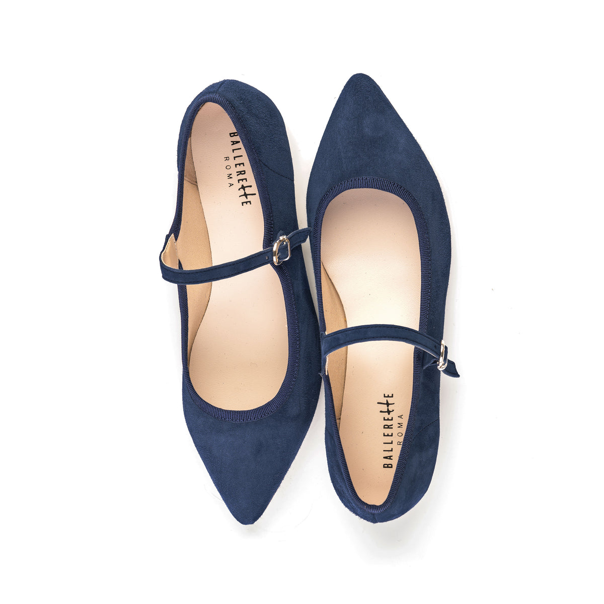Ballerine blu a punta con cinturino
