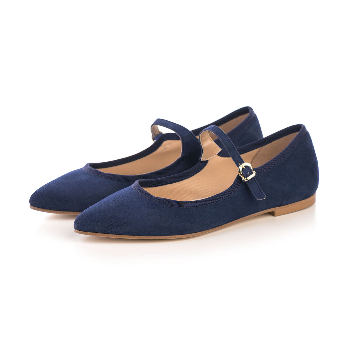 Ballerine blu a punta con cinturino