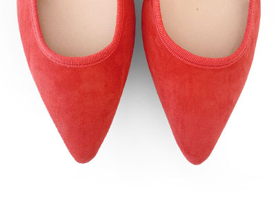 Coral Pink Suede Pointed Ballet Flats