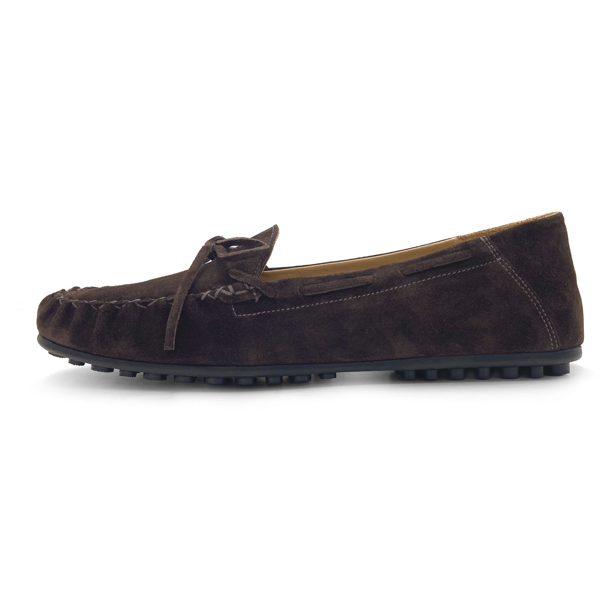 Damen-Mokassins aus braunem Veloursleder